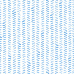 Seamless blue watercolor pattern on white background. Watercolor seamless pattern with stripes and lines.