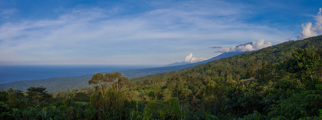 Javan Sea panoramic view from Batur volcano. Bali, Indonesia.