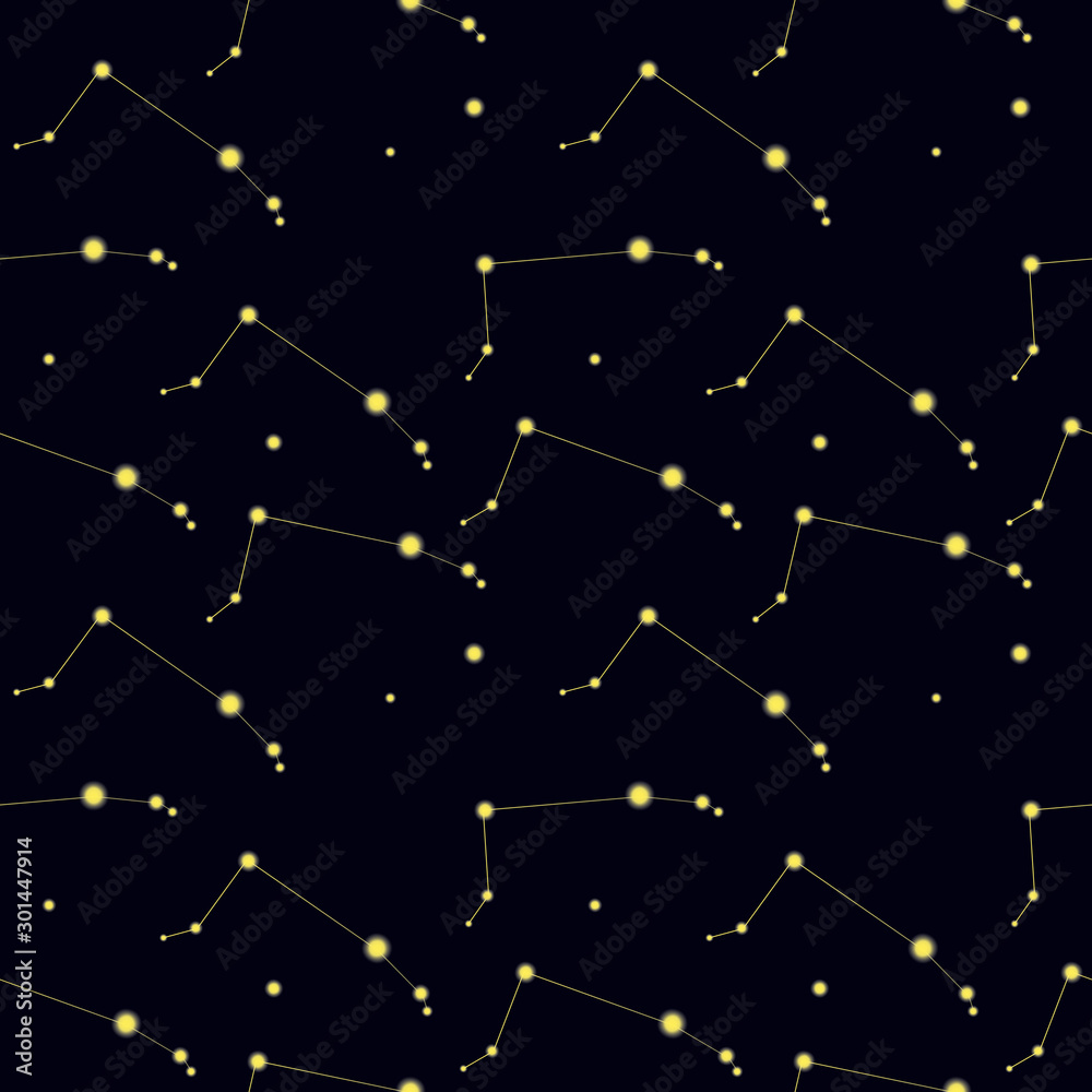 Wall mural seamless pattern with constellation aries. abstract print with stars