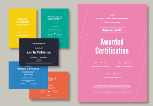 Bright Merit Certificate Layout Set