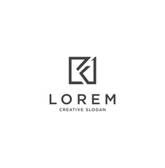 Fototapeta premium Monogram Letter F K Logo With Thin Black Monogram Outline Contour. Modern Trendy Letter F K Design Vector Illustration.