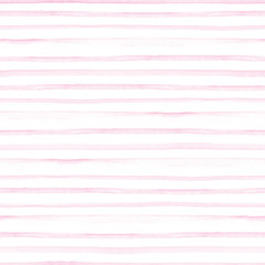 Seamless pink watercolor pattern on white background. Watercolor seamless pattern with lines and stripes.