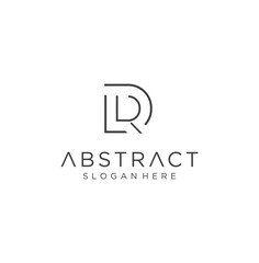 Obraz premium Monogram Letter D R Logo With Thin Black Monogram Outline Contour. Modern Trendy Letter R D Logo Design Vector Illustration.
