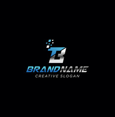 Obraz premium Letter TB B T Tech Logo Design Vector . Letter B T Digital logo Inspiration Vector Illustration .