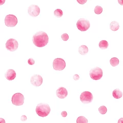  Seamless pink watercolor pattern on white background. Watercolor seamless pattern with dots and circles. © Nubephoto