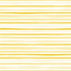  Seamless yellow watercolor pattern on white background. Watercolor seamless pattern with lines and stripes. © Nubephoto