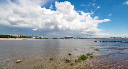 Fototapeta premium Panoramic view of Saint-Petersburg and the Finnish Gulf