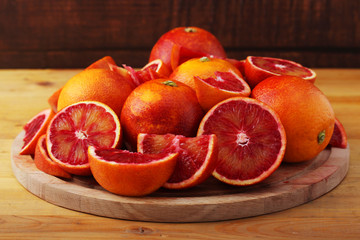 Fototapeta na wymiar Red oranges with copy space background 