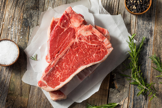 Raw Red Grass Fed T Bone Steak