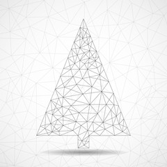 Abstract geometric christmas tree of lines, vector