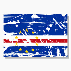 Cape Verde flag with scratches, vector flag of Cape Verde.