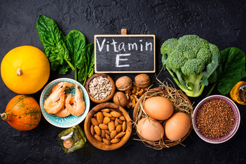 Assortment food sources of vitamin E - obrazy, fototapety, plakaty
