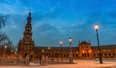 Spanish Steps at dusk in Seville, Andalusia, Spain