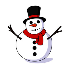 Snowman isolated vector illustration isolated