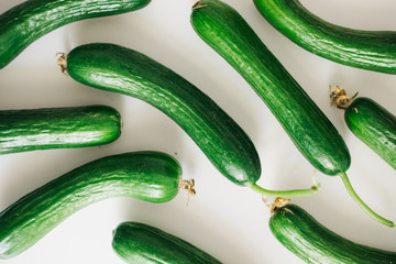 cucumber isolated on white background. Top view