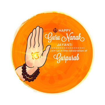 Vector illustration of Guru nanak dev ji hand of giving ashirwad , Guru nanak jayanti , gurpurab, also known as prakash utsav.