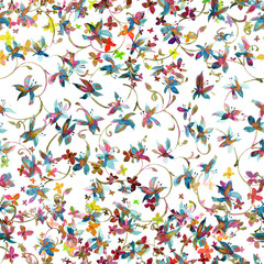 Watercolor seamless pattern. Abstract background with colorful  spring  field