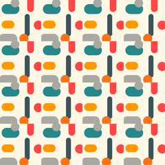 Abstract geometric seamless pattern with different round shapes.  Mosaic of a circle, tile background, wrapping paper. Vector illustration.  