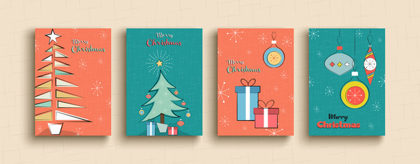 Merry Christmas funny retro cartoon pine tree set © Cienpies Design