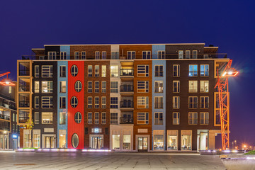 A new residential area at Port Noblessner at Night Tallinn, Estonia