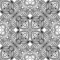 Abstract floral doodle seamless pattern. Fantasy Indian tile background. Flower, leaf mosaic. Wrapping paper. Vector illustration.    
