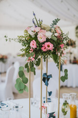 Beautiful wedding decoration on a table