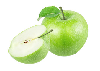 Fresh green apple isolated on white background with clipping path