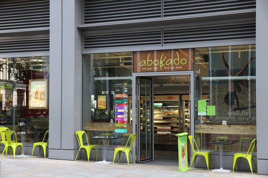 LONDON, UK - JULY 6, 2016: Abokado restaurant in London. Abokado is a healthy lunch place with more than 20 locations in London.
