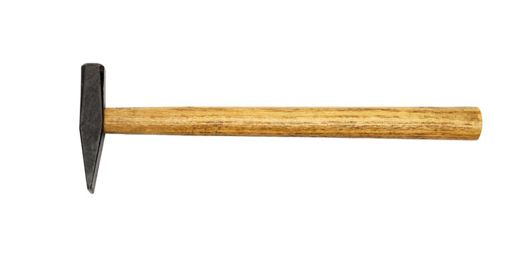 Gavel with a wooden handle, on a white background.