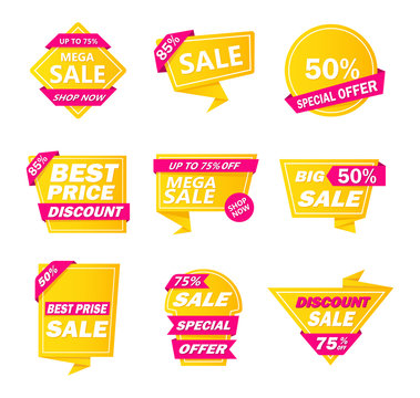 Sale tag collection. Special offer, clearance sale, discounts, modern graphic vector illustration.