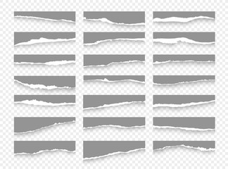 Torn sheets of paper with shadow on an isolated background. Torn paper set. Paper waste. Vector graphics