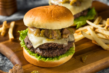 Homemade Colorado Pork Green Chili Hamburger