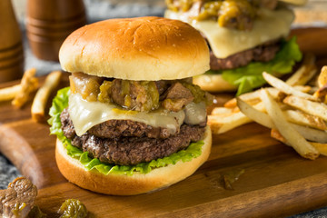 Homemade Colorado Pork Green Chili Hamburger