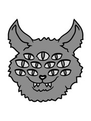 monster katze gesicht kopf horror viele augen spinne halloween lustig gruselig kätzchen kater verrückt angucken comic cartoon clipart design