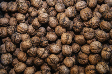 Walnuts harvest boxed close-up