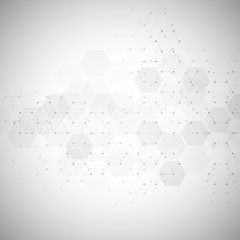 Abstract technology or medical background with hexagons shape pattern. Concepts and ideas for healthcare technology, innovation medicine, health, science and research.