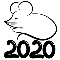 silhouette mouse with year number