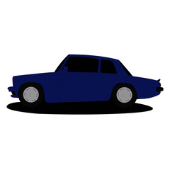 Classic car blue vector illustration isolated