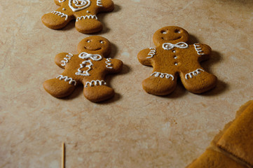 gingerbread man painting on the kitchen table