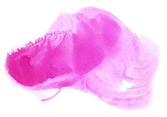 Abstract watercolor background hand-drawn on paper. Volumetric smoke elements. Pink color. For design, web, card, text, decoration, surfaces.