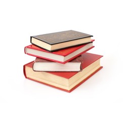 Stack of books isolated on white background