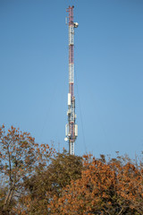 Radio tower to transmit a signal on the mountain near the sea