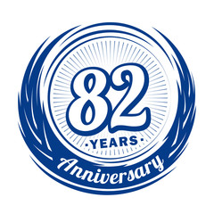 Eighty-two years anniversary celebration logotype. 82nd anniversary logo. Vector and illustration.