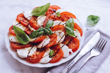 Plate of healthy classic delicious caprese salad