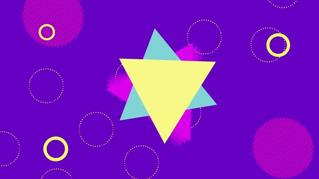 colors lines and geometric figures in purple background animation