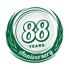 Eighty-eight years anniversary celebration logotype. 88th anniversary logo. Vector and illustration.