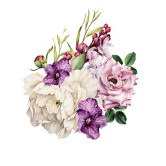 Bouquet of flowers, can be used as greeting card, invitation card for wedding, birthday and other holiday and  summer background