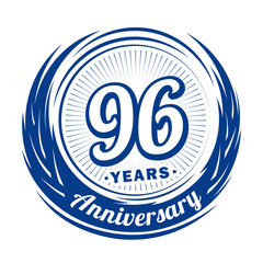 Ninety-six years anniversary celebration logotype. 96th anniversary logo. Vector and illustration.