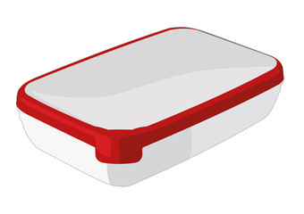 Food container red realistic vector illustration isolated