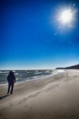  warm cloudless day on the beach. Baltic sea landscape in Poland